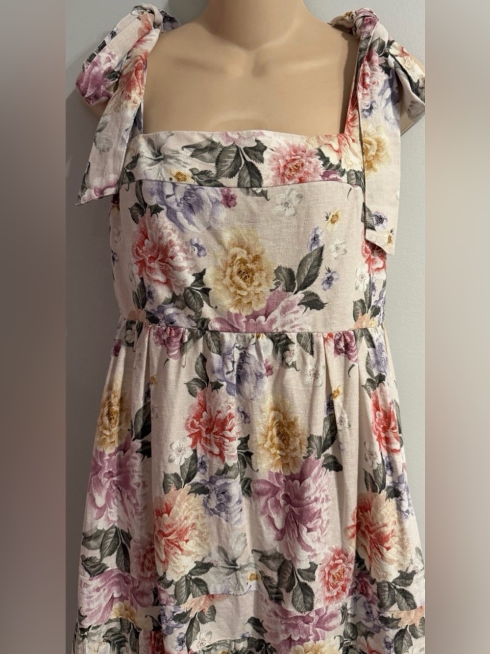 HOUSE OF HARLOW 1970 LINEN TIERED TIE STRAP MAXI DRESS SIZE M - Picture 11 of 14